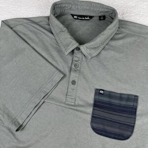 TRAVIS MATHEW Polo Shirt Mens XXL Green Golf Stretch Performance Casual Wicking